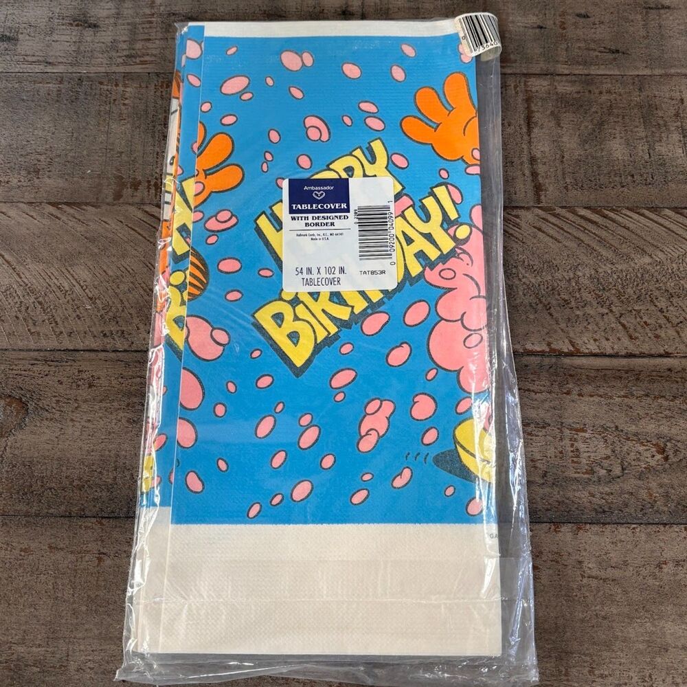Vintage 1978 Garfield "Happy Birthday" Party Table Cover – Ambassador – 54" x 10